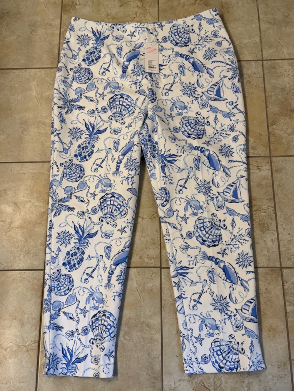 Lilly Pulitzer Nancee Crop Pants Barefoot Beachcombers Size 16 NWT